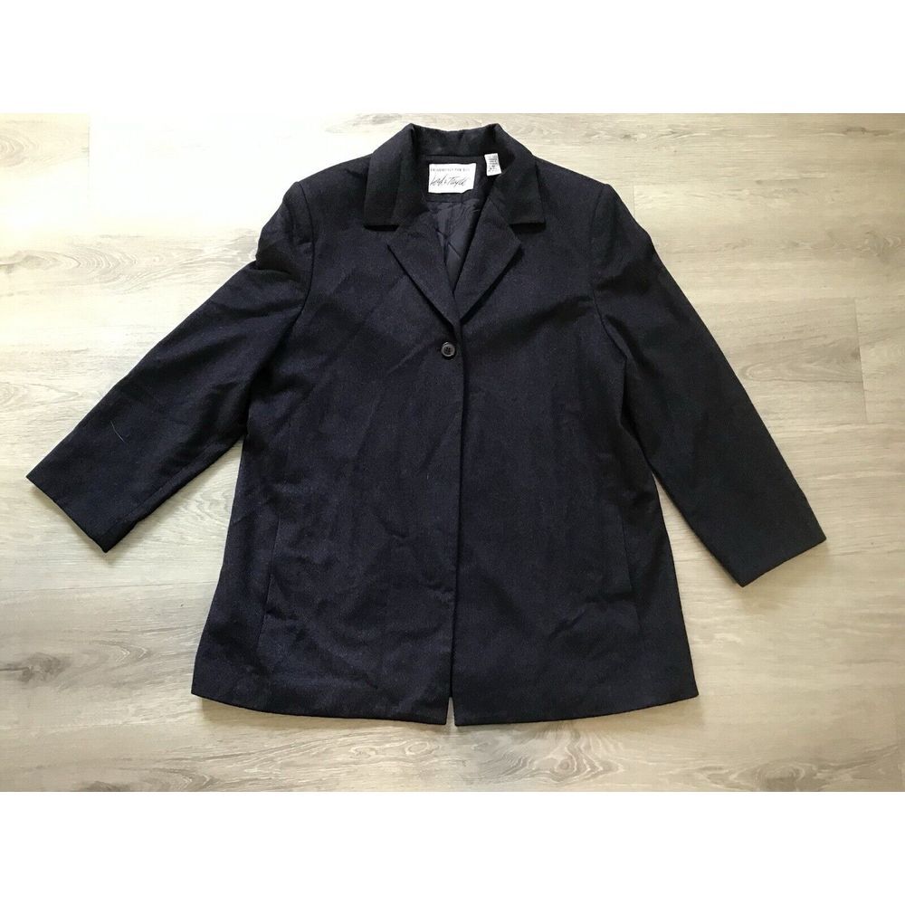 Vintage Lord & Taylor navy blue jacket wool cashmere pea-coat Sz 10 Swing Button